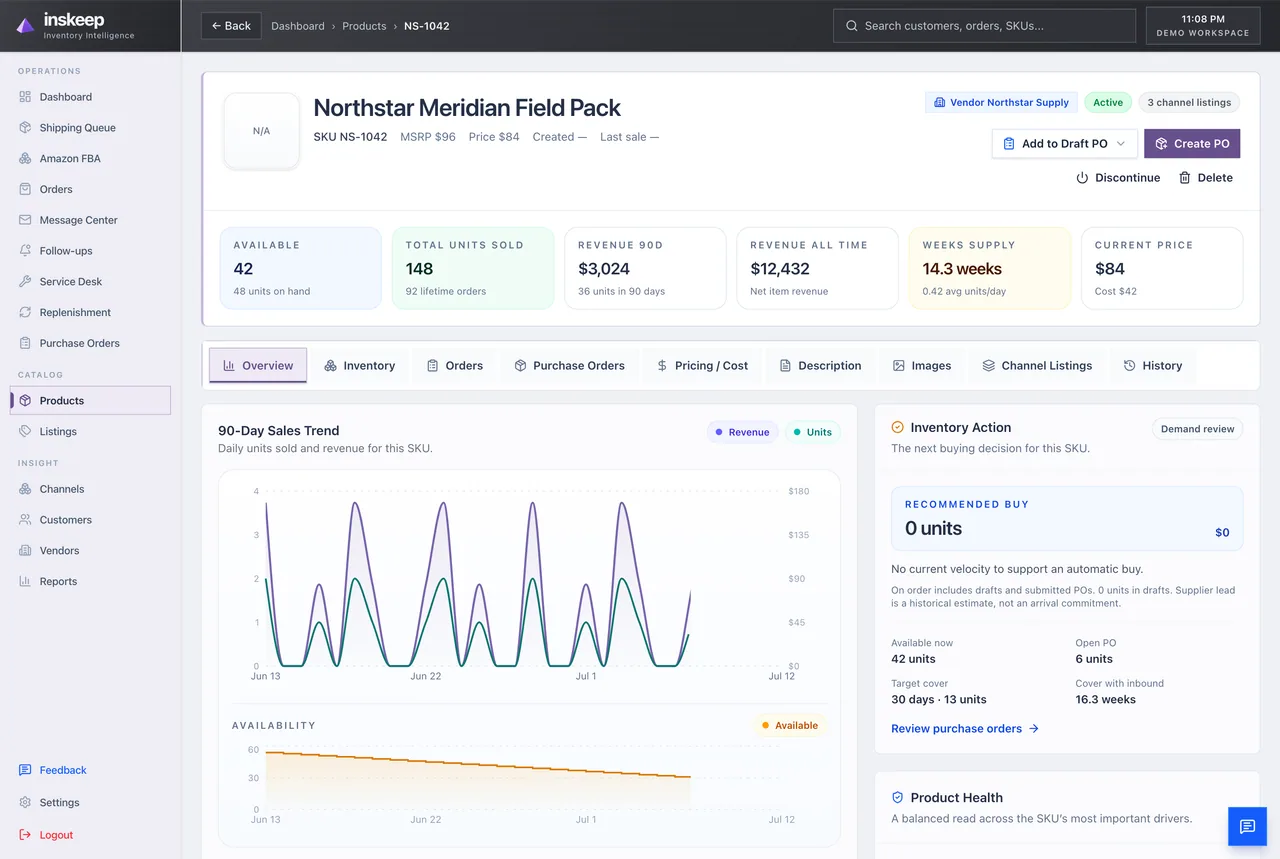 Product inventory and buying context